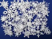 White Snowflakes Winter Punch Paper Die Cut Set of 50 Scrapbook Embellishment