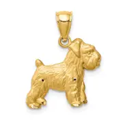 14K Yellow Gold Diamond-Cut Mini Schnauzer Pendant