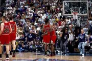 Michael Jordan Chicago Bulls is helped off the court by Scottie Pi- Old Photo