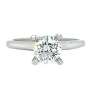 1.00 ct F VS2 Round Cut Lab Created Diamond Solitaire Engagement Ring 14K WG