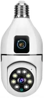 V380 Pro Dual Lens Light Bulb Camera, 4MP Wireless Indoor IP Security Camera with Night Vision, Motion Detection, and Two-Way Audio