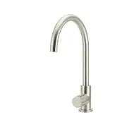 MEIR Round Kitchen Mixer Tap - Gooseneck Swivel - Pinless Handle - PVD Brushed Nickel