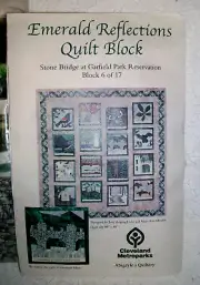 QUILT BLOCK Kit 6 CLE Metroparks Emerald Reflections Cleveland Ohio Stone Bridge