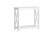Oikiture 2-Tier Console Table X-Design Wood Sofa Table Hall Side Entry White