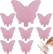 DueHoppee 8 Pack Adhesive Hooks,Cute Butterfly Sticky Hooks,Wall Decoration Hooks,Strong Stainless Steel Hooks to Organize Kitchen Office Bathroom Items, Key Hooks, Hat Hooks (Pink)
