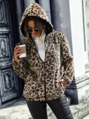 Leopard Print Zip Hoodie Jacket