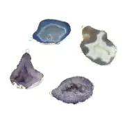 Natural Geode Druzy Silver Plated DIY Single Bail Connector Lot of 4 Pcs
