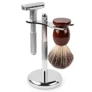 Adjustable Safety Razor Double Edge Shaving Brush Stand Set Gift Man Holiday 3PC