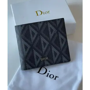 *SHIHNA名牌精品*Dior Essentials黑色 CD Diamond 帆布 短夾
