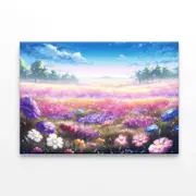 Purple & Violet Flowers under Sky Print 100% Australian Made 75 x 50cm (Stretched)