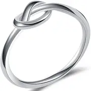 [Jude Jewelers] Durable Stainless Steel Silver Black Love Knot Ring Promise Celtic