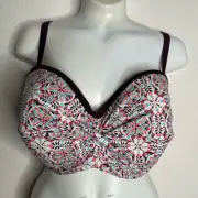 Panache Bikini Top Swimwear Nina Underwire Bandeau Strapless Swim Stripe Sz 34G