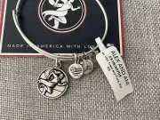 NEW Alex and Ani TEAM USA Running Track Adjustable Silver Charm Bangle Bracelet
