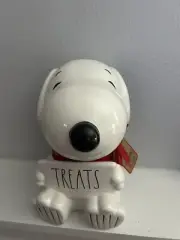 Rae Dunn Peanuts Large Figural Snoopy TREATS Christmas Canister NEW RARE