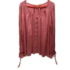 Sonoma Women's Blouse XL Long Sleeve V-Neck Peasant Style Mauve Ruffle Cuff NWT