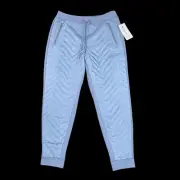 Athleta Jogger Women Size 14 Blue Apres Ski Down Quilted Drawstring Taper NWT