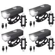 LOT Bike Lights Set USB Rechargeable Bicycle Waterproof Cycling Front &Rear C8P0