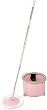 Azuma Industrial TSM557 Rotating Mop Tornado Round Set, Compact, Wiping Width 10.2 inches (26 cm), Handle Length 42.5-51.2 inches (107.5-130 cm), Pink, Single Layer Cleaning