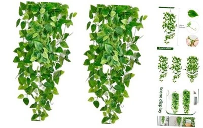 Fake Hanging Plants(2pcs) for Room Decor, Artificial Ivy Vines Greenery
