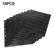 10 Sheets Stamp Stock Pages Collection Holder Single Sided Black & 9 Binder Hole