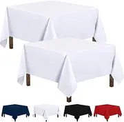 Utopia Kitchen 2 Pack Square Table Cloth [54x54 Inches, White] Stain and Wrinkle Resistant Tablecloth Washable Polyester Cover for Dining, Buffet Parties, Picnic and Weddings