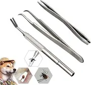 ideanovo Tick Remover Tool kit Stainless Steel Tick Remover Tweezers for Pets Dogs and Cats
