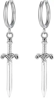 [Dr's gift] Sword Earring Minimalist Dagger Sword Gothic Punk Dangle Earrings for Men Women, Medium, Metal, No Gemstone