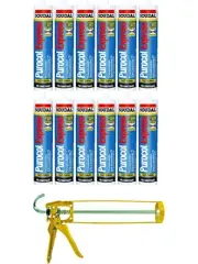 Soudal Purocol Express PU Construction Adhesive Translucent 310ml 12 Pack + Gun