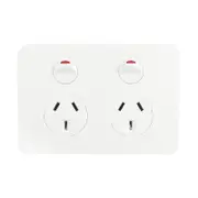 Hager Allure WBHP2S - Double Internal PowerPoint With Shutter - 10Amp - Gloss White
