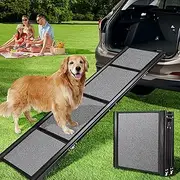 VIVOHOME Dog Ramp for Car, Stairs, 71" x 20" Extra Long & Wide Folding Dog Ramp with Anti-Slip Soft Surface for Medium or Large Dogs Get on a Bed, SUV Car & Truck, Outdoor Dog Ramp Up to 200 LBS