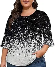 [Generic] Layering Long Sleeve Shirts for Women Shirts Ruffle Bell Sleeve Front Pleated Fasion Trendy Summer Blouses Compression Shirt
