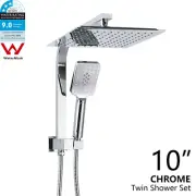 10" 2 In 1 Shower Combo Rain Head Massage Handheld Diverter Gooseneck Wall Arm