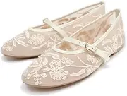 [SAFECAMS] Mesh Ballet Flats for Women Embroidered Floral Mary Jane Flats Round Toe Slip On Ballerina Shoes Comfortable Casual Daily Dress Flat Shoes
