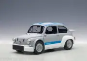 FIAT ABARTH 1000 TCR MATTE GRAY BLUE STRIPES 1:18 by AUTOART #72642 NEW IN BOX
