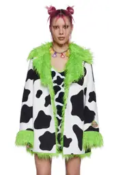[Dolls Kill x Teletubbies] Dipsy Style Faux Fur Coat