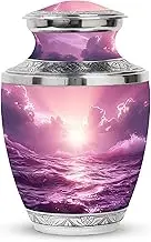 Radiant Dawn Over The Majestic Purple Sea - Sophisticated Large Urn for Adult Female Cremation - Regal Ashes Holder - Funeral Ashes Urn - Memorial Gifts - 10 Inch
