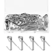60 Pcs Picture Hangers, 100lb Picture Hooks(30 Hangers + 30 Nails), Silver