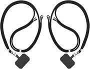 Universal Cell Phone Strap (2 Pack), Crossbody Phone Lanyards for Neck Adjustable Wrist Straps as Phone Grip Compatible with Most Phone Cases,Black