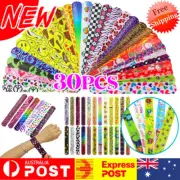 30PCS Mixed Wrist Snap Slap Bands Kids Party Favor Novelty Toys Play band NEW AU