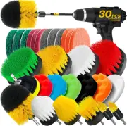 Car Detailing Drill Brush Kit Cleaning Scrub Pads & Sponge Power Scrubber 30pk