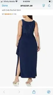 Alex Evenings Sleeveless Navy Blue With Lace And Ruching Dress, Plus Size 18