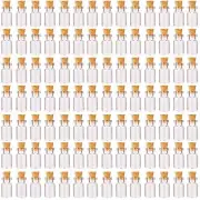 100 Pcs 1ml Tiny Vials Mini Glass Bottles with Cork Stoppers for DIY Crafts