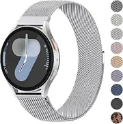 Metal Bands for Samsung Galaxy Watch 7 Band/Galaxy Watch 6 Band, Stainless Steel Loop Magnetic Strap for Samsung Galaxy Watch 5/4/FE 40mm 44mm/Galaxy Watch 6 Classic 43mm 47mm/Watch 5 Pro 45mm