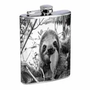 Cute Sloth Images D9 Flask 8oz Stainless Steel Hip Drinking Whiskey