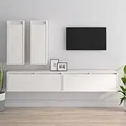 TV Cabinets White Solid Pine Wood for Living Room, Stands, TV Stand, Entertainment Center, Shelf and Storage (Sets of 4)