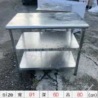 在飛比找蝦皮購物優惠-台中二手家具【 營業用 不鏽鋼 三層工作桌 加厚板可剁 餐飲