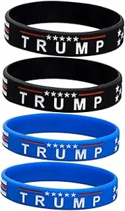 OFFSCH 4 Pack Silicone Wristband Flag Design for Adults Women Flexible Non Fading Wrist Bands Blue Black Each Color for Daily Wear
