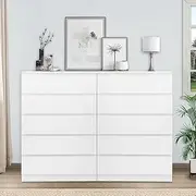 Merryluk 10-Drawer Dresser Set – 2-Piece Modern Bedroom Storage Furniture, White Wooden Chest of Drawers for Bedroom, Living Room, or Entryway