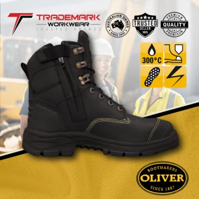 Oliver Mens AT's 150mm Zip Safety Work Boots (55345Z) UK/AU 4-15