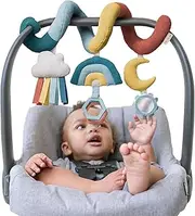 Itzy Ritzy Spiral Car Seat & Stroller Activity Toy; Includes Clinking Rings, Mirror and Textured Ribbons; Rainbow